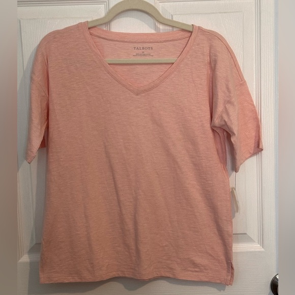 Talbots Tops - Talbots Cotton Light Pink Short Sleeve V-Neck Tee